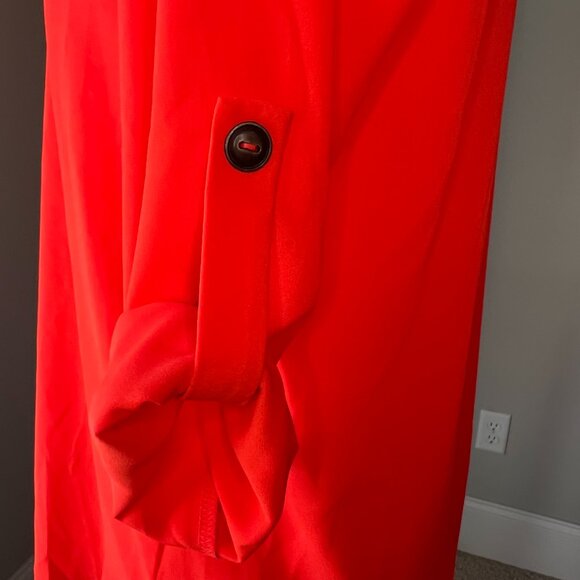 Lush Red V-Neck Blouse with Roll-Tab Sleeves – Size XS (NWOT) - Picture 3 of 6